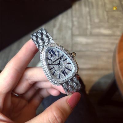 Replica Serpenti Swiss Quartz Movement Womens Watch Full Diamonds Dial Stainless Steel Diamonds E34