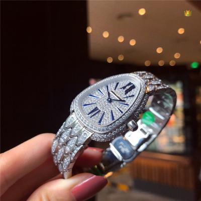 Replica Serpenti Swiss Quartz Movement Womens Watch Full Diamonds Dial Stainless Steel Diamonds E34