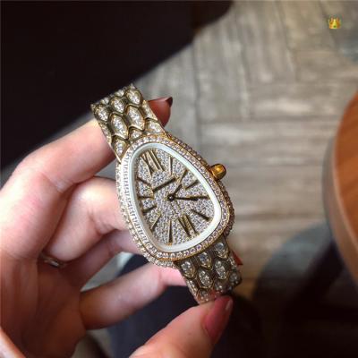 Replica Serpenti Swiss Quartz Movement Womens Watch Full Diamonds Dial Stainless Steel Diamonds E34