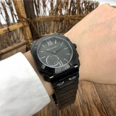 Replica Octo A21j Automatic Movement Mens Watch Black Dial Leather Strap E45