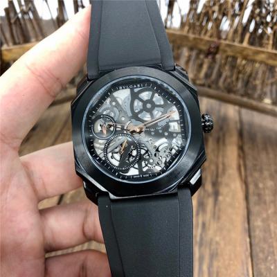 Replica Octo A21j Automatic Movement Mens Watch Skeleton Dial Leather Strap E46