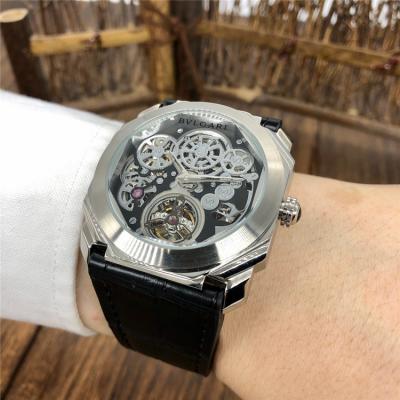 Replica Octo A21j Automatic Movement Mens Watch Skeleton Dial Leather Strap E47