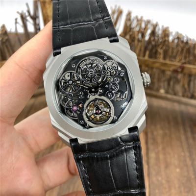 Replica Octo A21j Automatic Movement Mens Watch Skeleton Dial Leather Strap E47