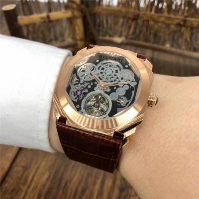 Replica Octo A21j Automatic Movement Mens Watch Skeleton Dial Leather Strap E47