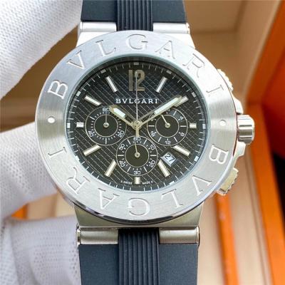 Replica Japan OS Quartz Chronograph Movement Mens Watch Black Dial Rubber Strap B E48