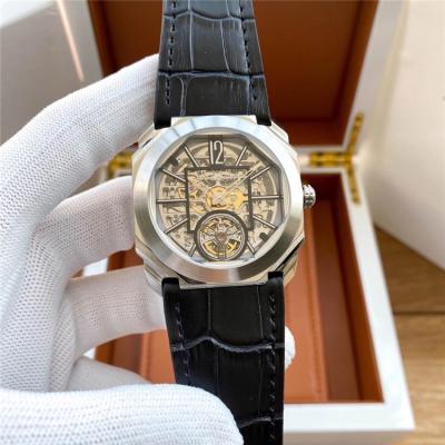 Replica Octo A21j Automatic Movement Mens Watch Skeleton Dial Leather Strap A E50