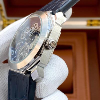 Replica Octo A21j Automatic Movement Mens Watch Skeleton Dial Leather Strap A E50