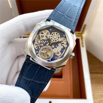 Replica Octo A21j Automatic Movement Mens Watch Skeleton Dial Leather Strap A E50