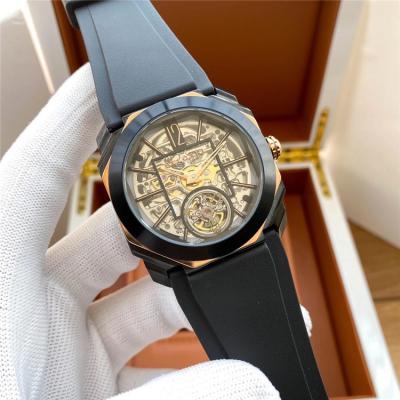 Replica Octo A21j Automatic Movement Mens Watch Skeleton Dial Rubber Strap B E50