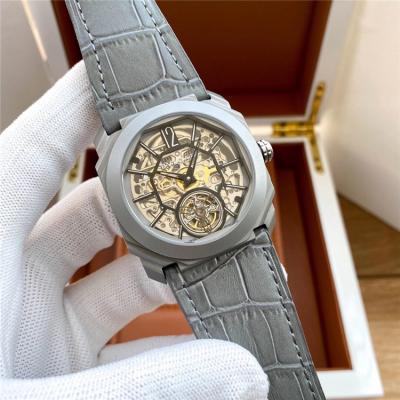 Replica Octo A21j Automatic Movement Mens Watch Skeleton Dial Rubber Strap B E50