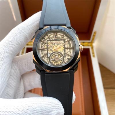 Replica Octo A21j Automatic Movement Mens Watch Skeleton Dial Rubber Strap B E50