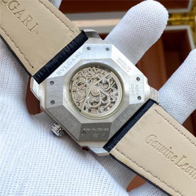 Replica Octo A21j Automatic Movement Mens Watch Skeleton Dial Rubber Strap B E50