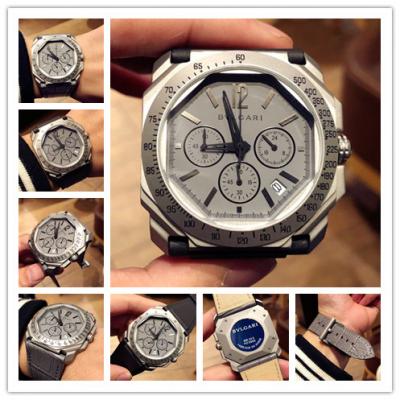 Replica Octo Japan VK Quartz Chronograph Movement Mens Watch Gray Dial Rubber Strap F02