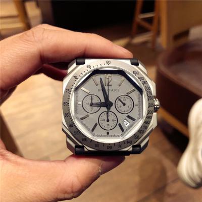 Replica Octo Japan VK Quartz Chronograph Movement Mens Watch Gray Dial Rubber Strap F02