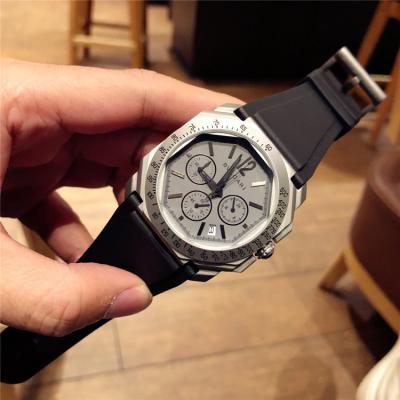 Replica Octo Japan VK Quartz Chronograph Movement Mens Watch Gray Dial Rubber Strap F02