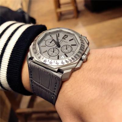 Replica Octo Japan VK Quartz Chronograph Movement Mens Watch Gray Dial Rubber Strap F02