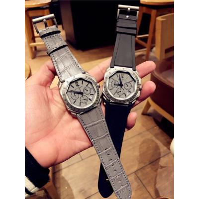 Replica Octo Japan VK Quartz Chronograph Movement Mens Watch Gray Dial Rubber Strap F02