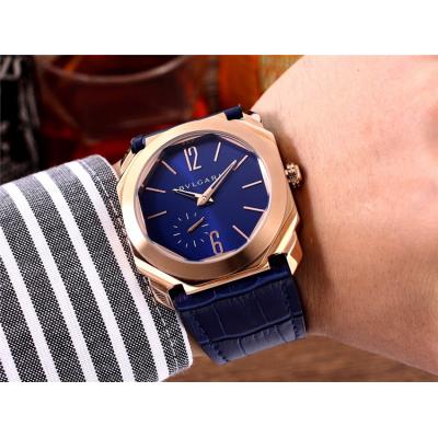 Replica Octo A21j Automatic Movement Mens Watch Blue Dial Leather Strap B G09