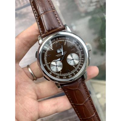 Replica Saxonia  A21j Automatic Movement Mens Watch Black Dial Leather Strap B E02