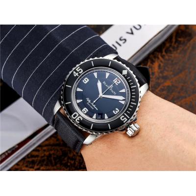 Replica Fifty Fathoms Japan Miyota 821A Automatic Movement Mens Watch Blue Dial Nylon Strap E05