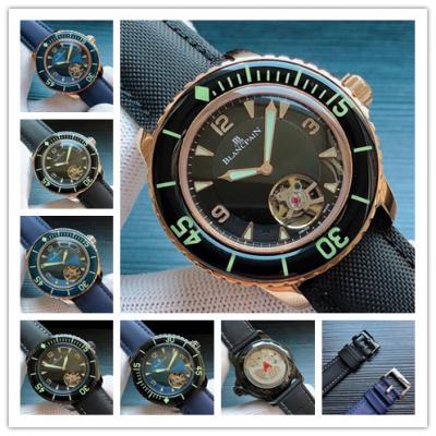 Replica Fifty Fathoms A21J Automatic Movement Mens Watch Black Tourbillon Dial Nylon Strap E06