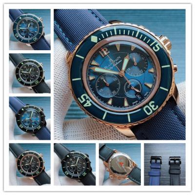 Replica Fifty Fathoms Japan VK Quartz Chronograph Movement Mens Watch Blue Dial Nylon Strap E07