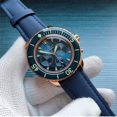 Replica Fifty Fathoms Japan VK Quartz Chronograph Movement Mens Watch Blue Dial Nylon Strap E07