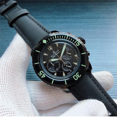 Replica Fifty Fathoms Japan VK Quartz Chronograph Movement Mens Watch Blue Dial Nylon Strap E07