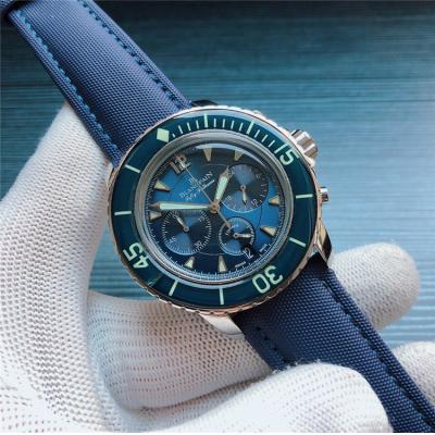 Replica Fifty Fathoms Japan VK Quartz Chronograph Movement Mens Watch Blue Dial Nylon Strap E07