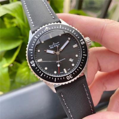 Replica Fifty Fathoms 1654 Automatic Movement Mens Watch Black Dial Nylon Strap E21