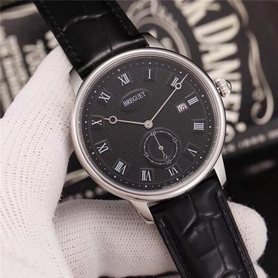 Replica Classique A21J Automatic Movement Mens Watch Black Dial Leather Strap B E01