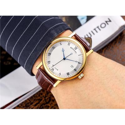 Replica Classique Japan Miyota 821A Automatic Movement Mens Watch White Dial Leather Strap E05