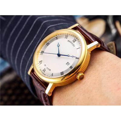 Replica Classique Japan Miyota 821A Automatic Movement Mens Watch White Dial Leather Strap E05