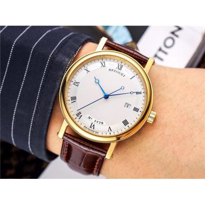 Replica Classique Japan Miyota 821A Automatic Movement Mens Watch White Dial Leather Strap E05