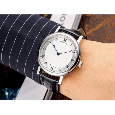 Replica Classique A21J Automatic Movement Mens Watch White Dial Leather Strap B E06