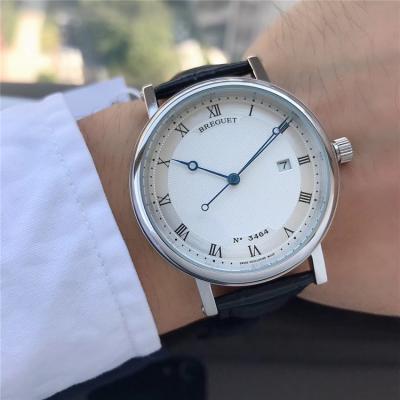 Replica Classique Japan Miyota 8215 Automatic Movement Mens Watch White Dial Leather Strap E07