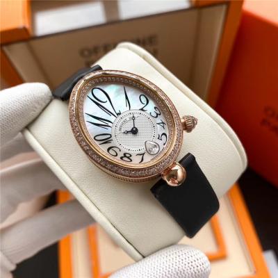 Replica Reine De Naples A21J Automatic Movement Womens Watch MOP Dial Diamonds Case Leather Strap E16