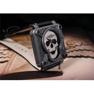 Replica Instruments A21J Automatic Movement Mens Watch Skull Dial Leather Strap E01