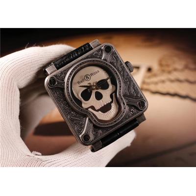 Replica Instruments A21J Automatic Movement Mens Watch Skull Dial Leather Strap E01