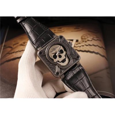 Replica Instruments A21J Automatic Movement Mens Watch Skull Dial Leather Strap E01