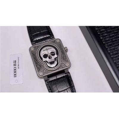 Replica Instruments A21J Automatic Movement Mens Watch Skull Dial Leather Strap F04