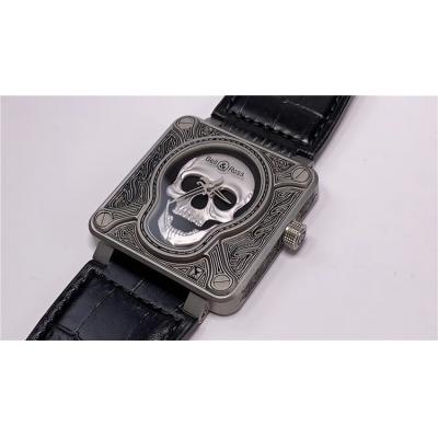 Replica Instruments A21J Automatic Movement Mens Watch Skull Dial Leather Strap F04