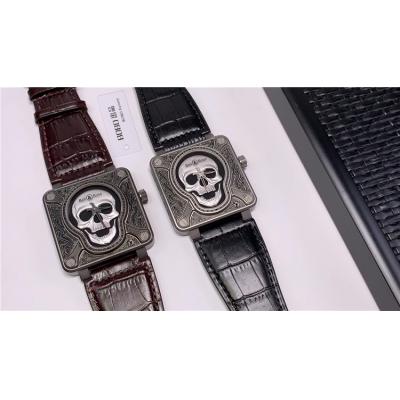 Replica Instruments A21J Automatic Movement Mens Watch Skull Dial Leather Strap F04