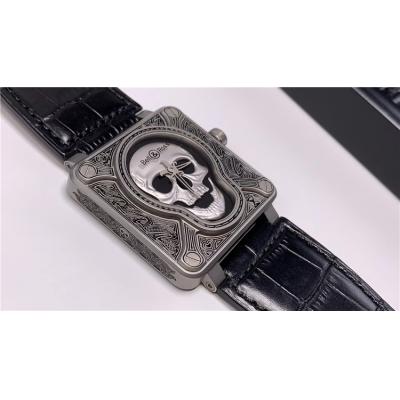 Replica Instruments A21J Automatic Movement Mens Watch Skull Dial Leather Strap F04