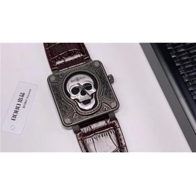 Replica Instruments A21J Automatic Movement Mens Watch Skull Dial Leather Strap F04