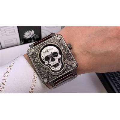 Replica Instruments A21J Automatic Movement Mens Watch Skull Dial Leather Strap F04