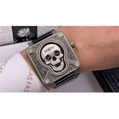 Replica Instruments A21J Automatic Movement Mens Watch Skull Dial Leather Strap F04