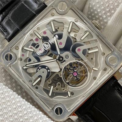 Replica Experimental A21J Automatic Movement Mens Watch Skeleton Dial Leather Strap F08