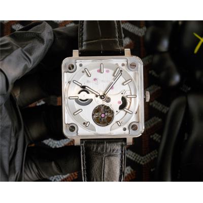 Replica Experimental  A21J Automatic Movement Mens Watch White Tourbillon Dial Leather Strap F10