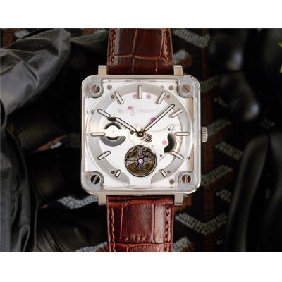 Replica Experimental  A21J Automatic Movement Mens Watch White Tourbillon Dial Leather Strap F10